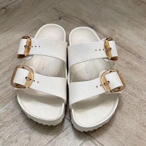 White Birkenstock Big Buckle Slide Sandal Foam Size 39 US 8